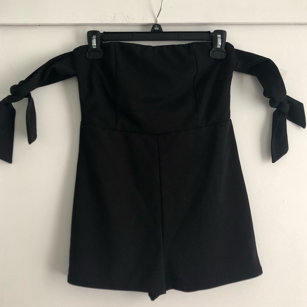 NEW PITAYA BLUE BLUSH  black off shoulder romper